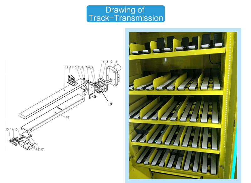 Intelligent Auto Vending Machine with Conveyor Belt Tracks and touch screen