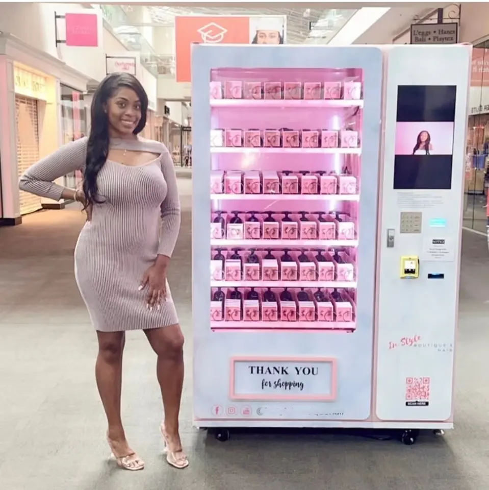 Europe 24-hour unmanned pink beauty vending machine  hair vending machine custom vending machine