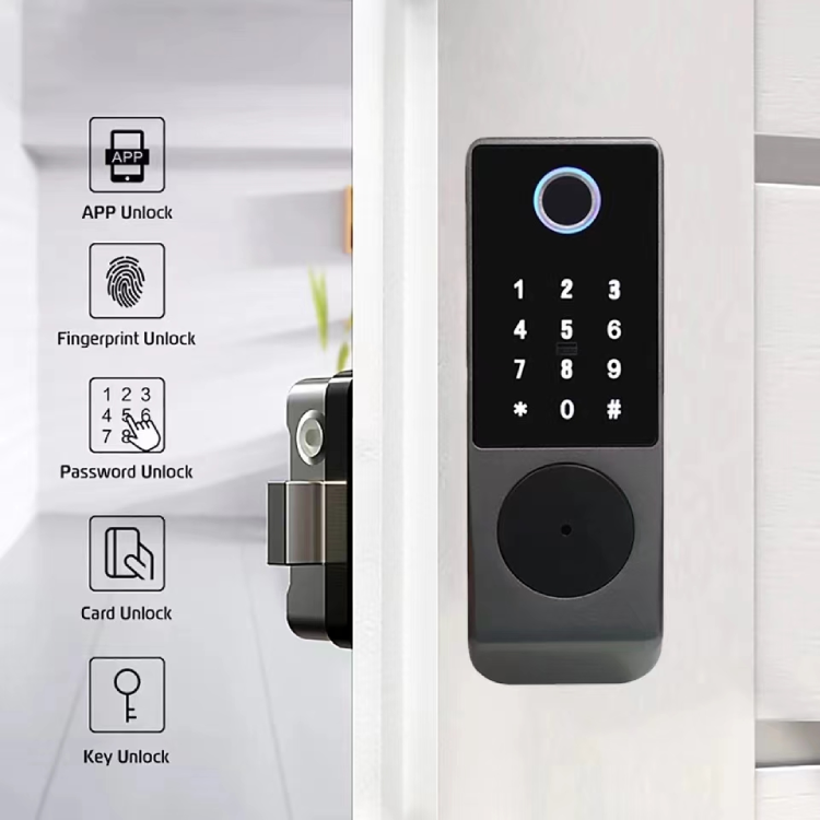 4 AA  Remote Control Waterproof Tuya Wifi Fingerprint Smart Lock With EM Lock For Apartment Front Door