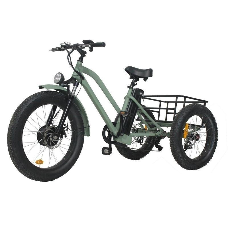 uwant 20 Inch Triciclo Electric Trike Motor Fat Tire 3 Wheel E Bike Tricycle Three Wheels Adult Cargo Electric Bike With Basket