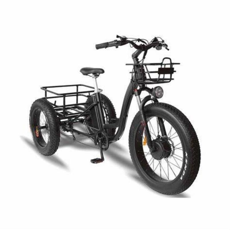 uwant 20 Inch Triciclo Electric Trike Motor Fat Tire 3 Wheel E Bike Tricycle Three Wheels Adult Cargo Electric Bike With Basket