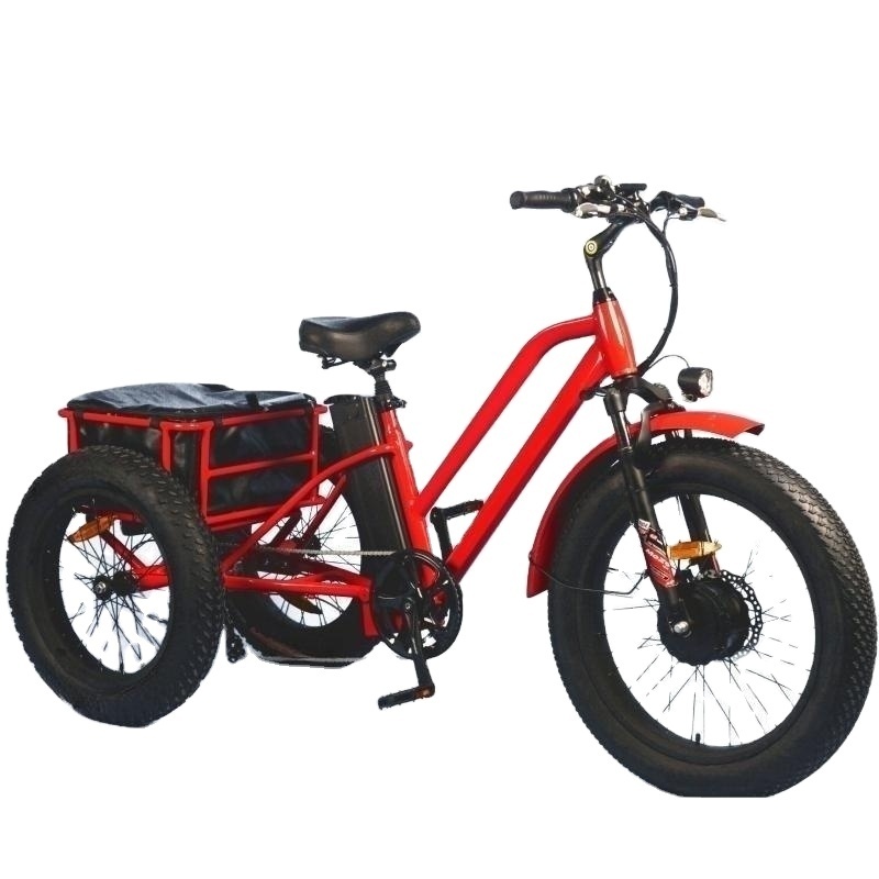 uwant 20 Inch Triciclo Electric Trike Motor Fat Tire 3 Wheel E Bike Tricycle Three Wheels Adult Cargo Electric Bike With Basket