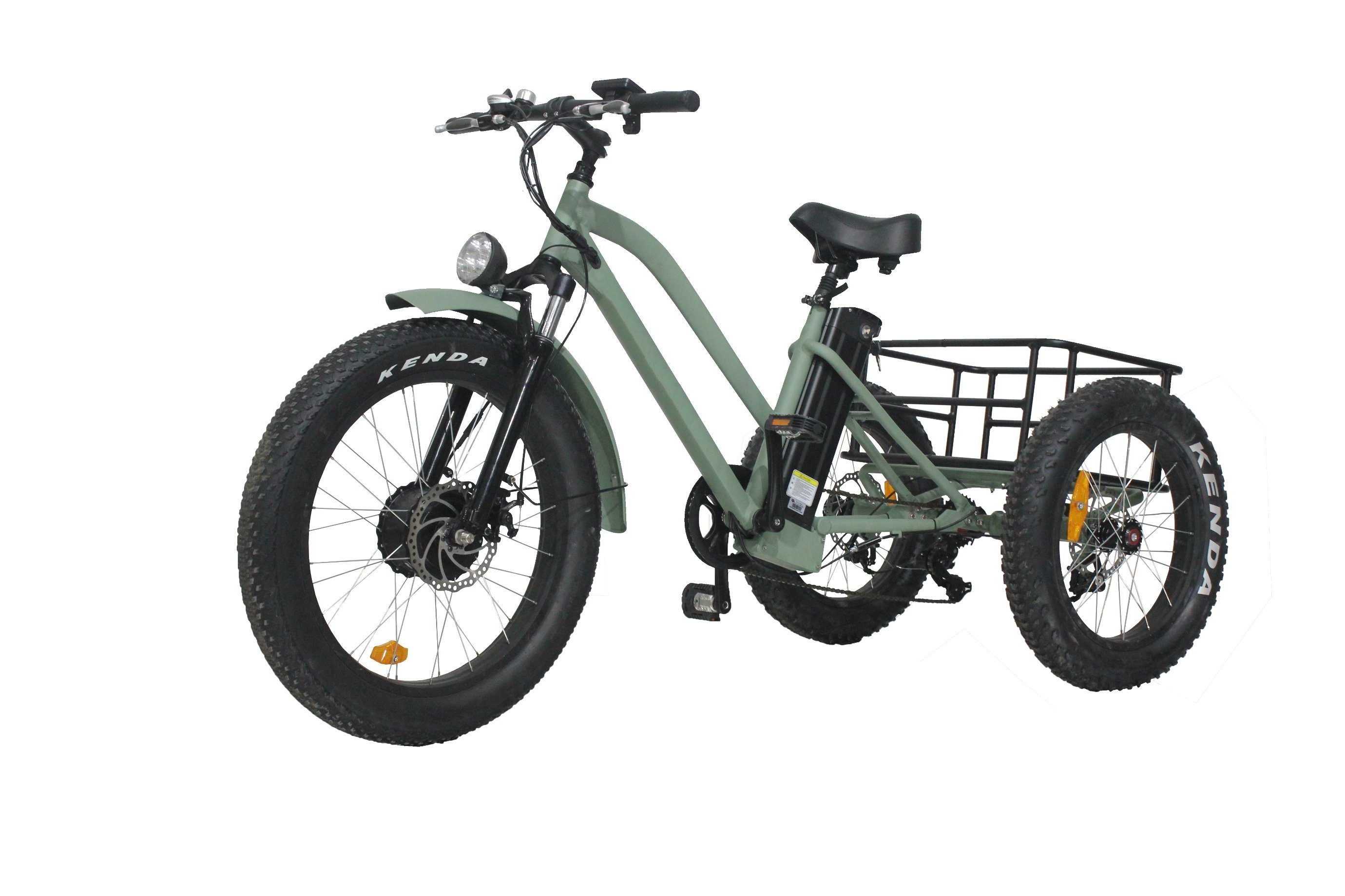 uwant VTUVIA 24 Inch Electric Trike Fat Tire 3 Wheel Electric Tricycle Three Wheels Adult Cargo Electric Bike With Basket