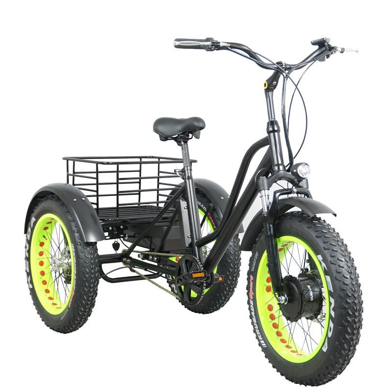 uwant VTUVIA 24 Inch Electric Trike Fat Tire 3 Wheel Electric Tricycle Three Wheels Adult Cargo Electric Bike With Basket