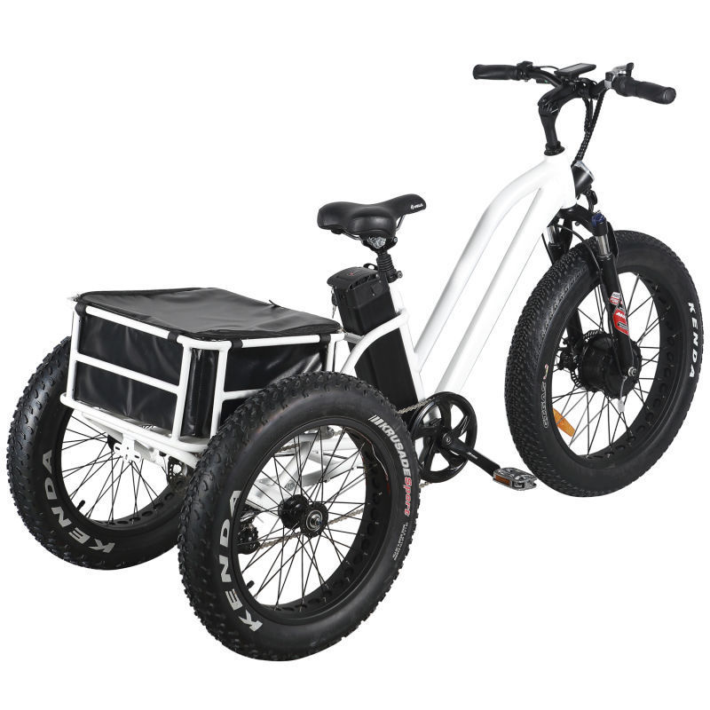 uwant VTUVIA 24 Inch Electric Trike Fat Tire 3 Wheel Electric Tricycle Three Wheels Adult Cargo Electric Bike With Basket