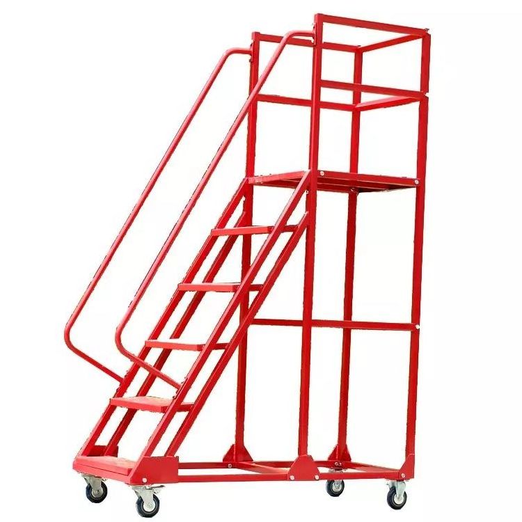 Industrial Ladder warehouse steel moveable mobile  rolling Platform Ladder