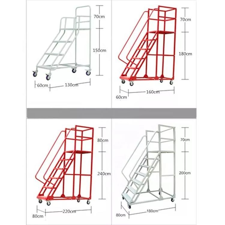 Industrial Ladder warehouse steel moveable mobile  rolling Platform Ladder