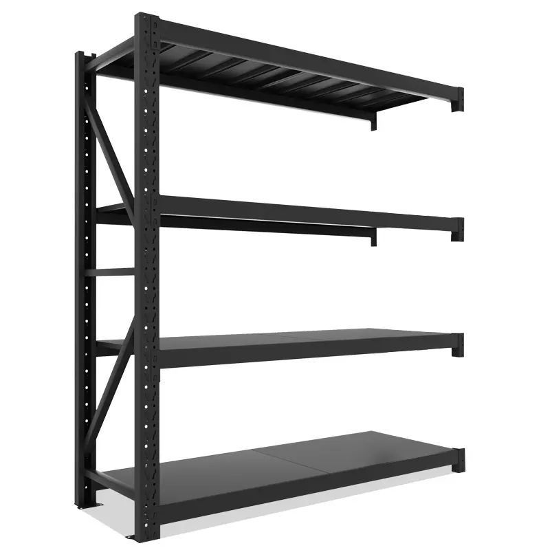 Custom Heavy Duty Shelving 280 Kg/layer Garage Black 5 Tier Warehouse Storage Metal Stacking Shelf Rack Unit For Warehouse