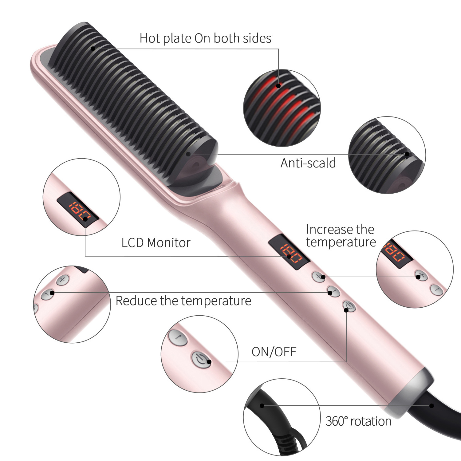 Mini lisseur french curls high quality private label straightener heatless curling rod 3 in 1 hair straightener curling iron