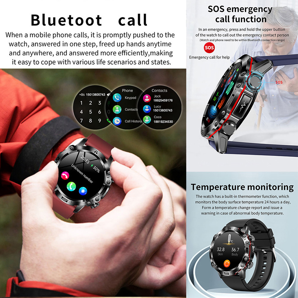 Mechanical men's style Health care reloj temperature heart rate ET482 Smartwatch Outdoor sport AMOLED screen smart watch