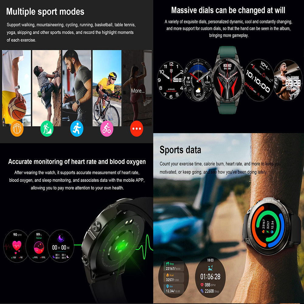 DM50 Smart Sports Watch 1.43 Inch AMOLED Large Screen Heart Rate and Blood Oxygen BT Call NFC Function Smartwatch