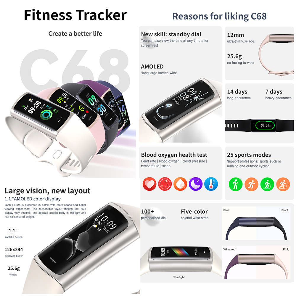 Full hd touch screen smart watch android ios mobile phone smart band sport heart rate blood pressure monitor wristband