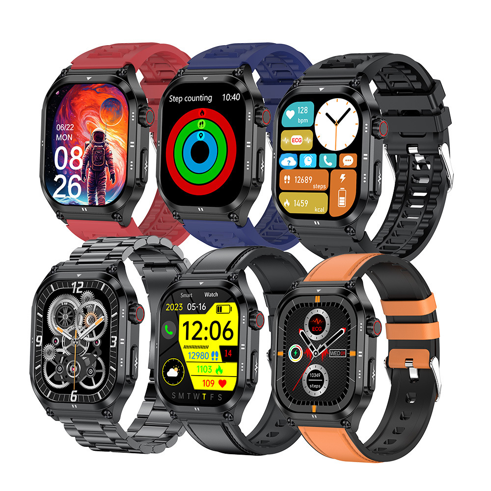 AMOLED screen HealthWear ET281 smartwatch BT SOS call Sport fitness sleep track Health ECG blood monitoring smart watch ET281