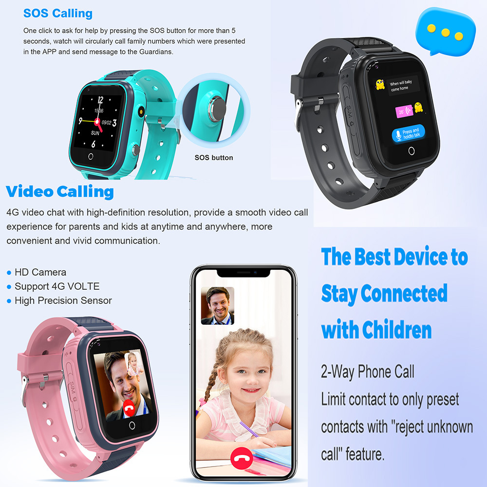 Smart watch montre enfant reloj inteligente con tarjeta 5g 4g sim ultra connected simcard children tracker smart watch