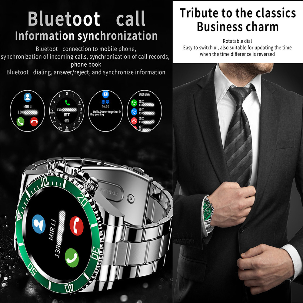 New Arrival AW12 Men Smart Watch Stainless Strap Mechanical Rotary Encoders Smartwatch BT Calling Wrist Watches