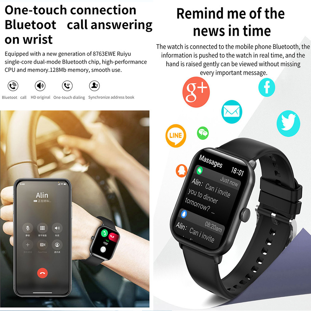 Touch screen smartwatch mobile phone talking sports wrist smart watch mobile phone connect BT calling smart watch