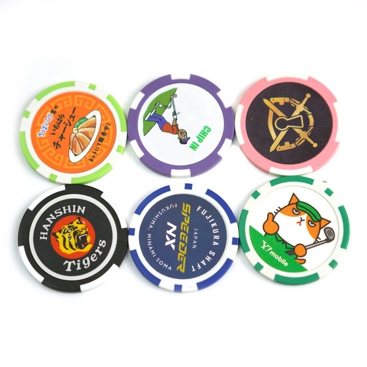 Wholesale Golf Ball Marker Blank Casino Monte Carlo 40mm ABS Metal Clay Custom Ceramic Poker Chips With Custom Logo