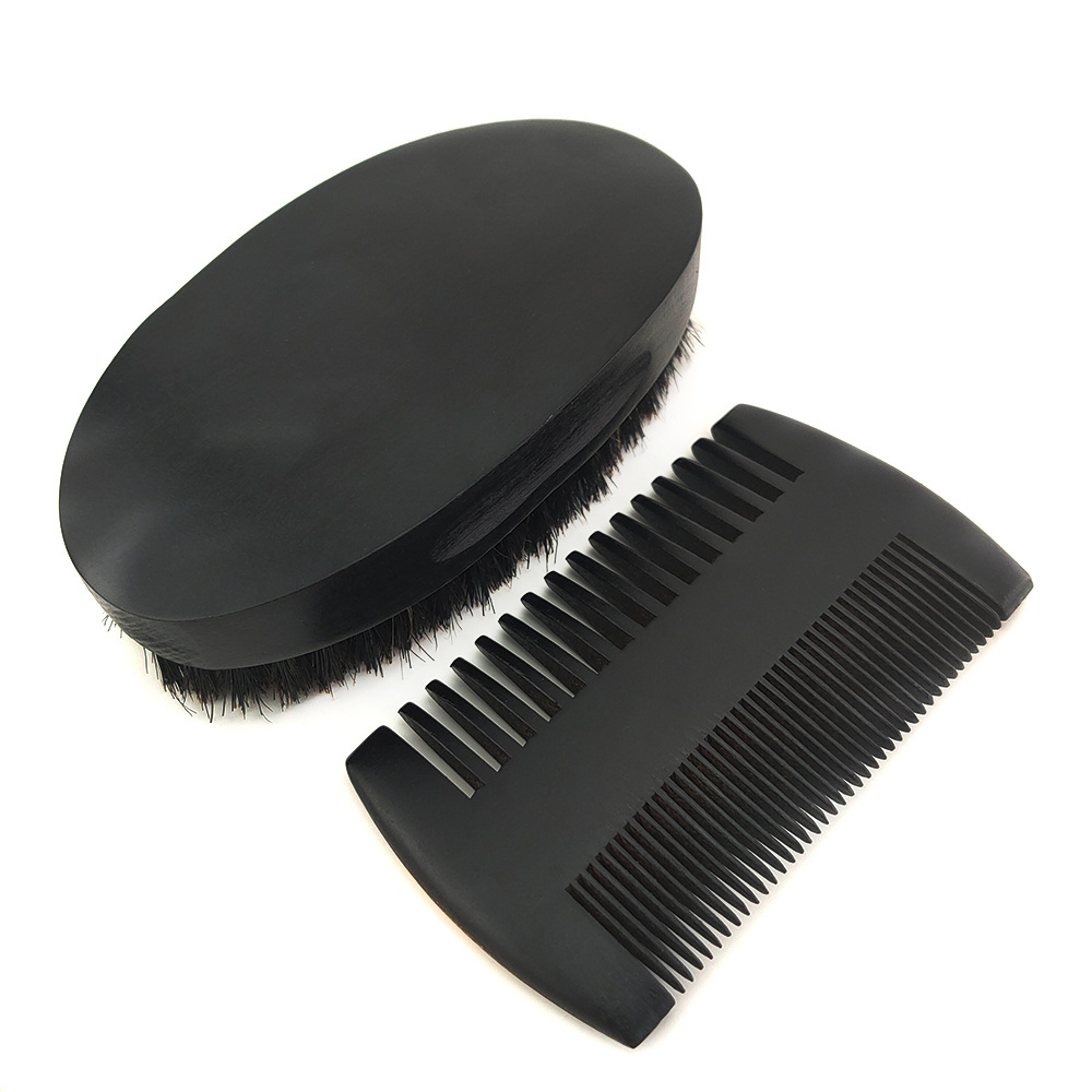 Wholesale Price Custom Black Wood Hair Wide Tooth Comb Beard Care Kits Man's Beard Brush and Comb Sets