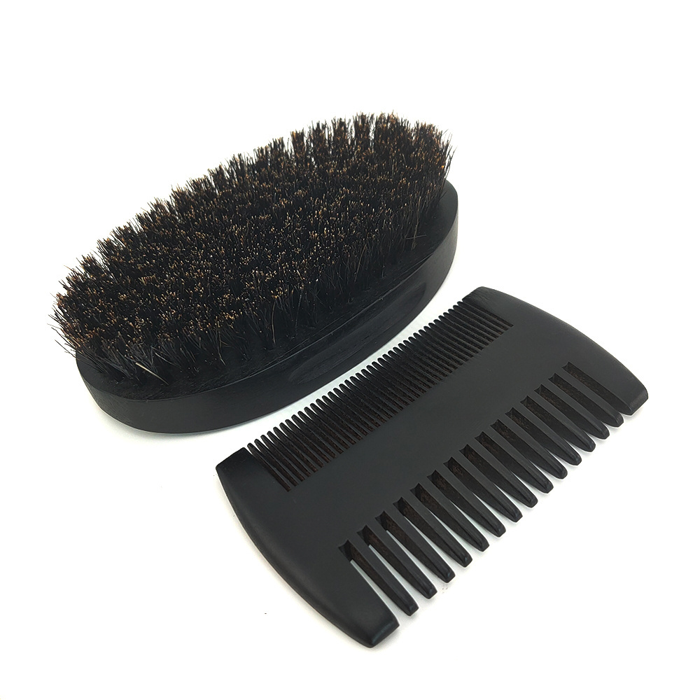 Wholesale Price Custom Black Wood Hair Wide Tooth Comb Beard Care Kits Man's Beard Brush and Comb Sets