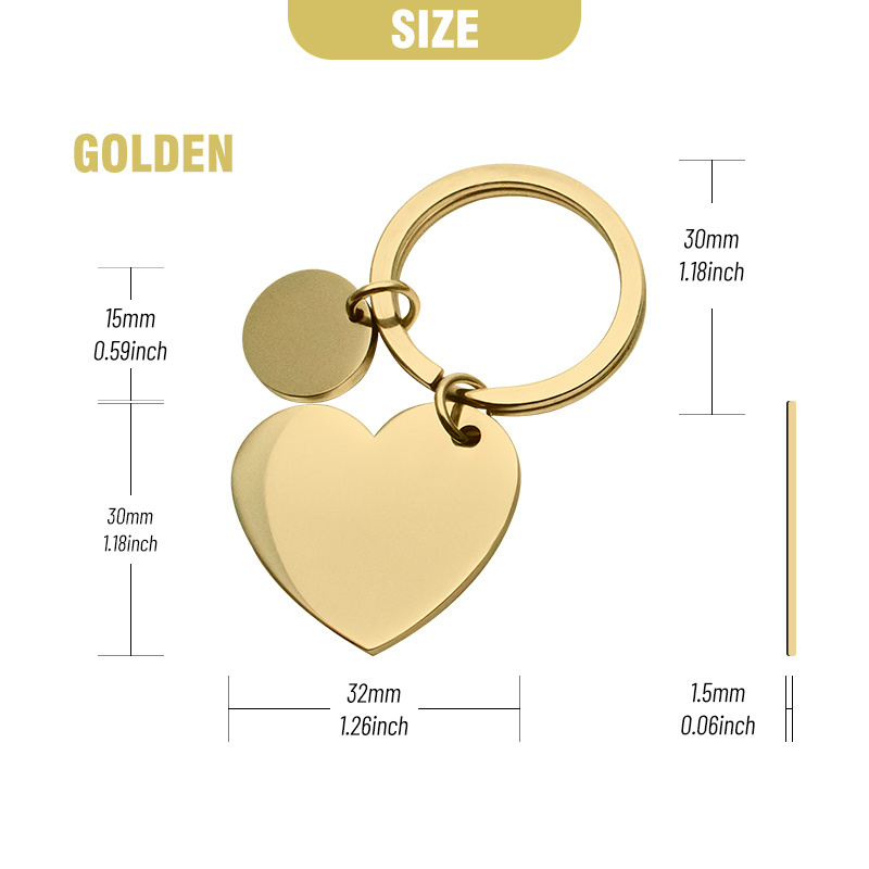 Wholesale Souvenir Custom Made Metal Blank Keychain Print Logo Sublimation Heart Keychain