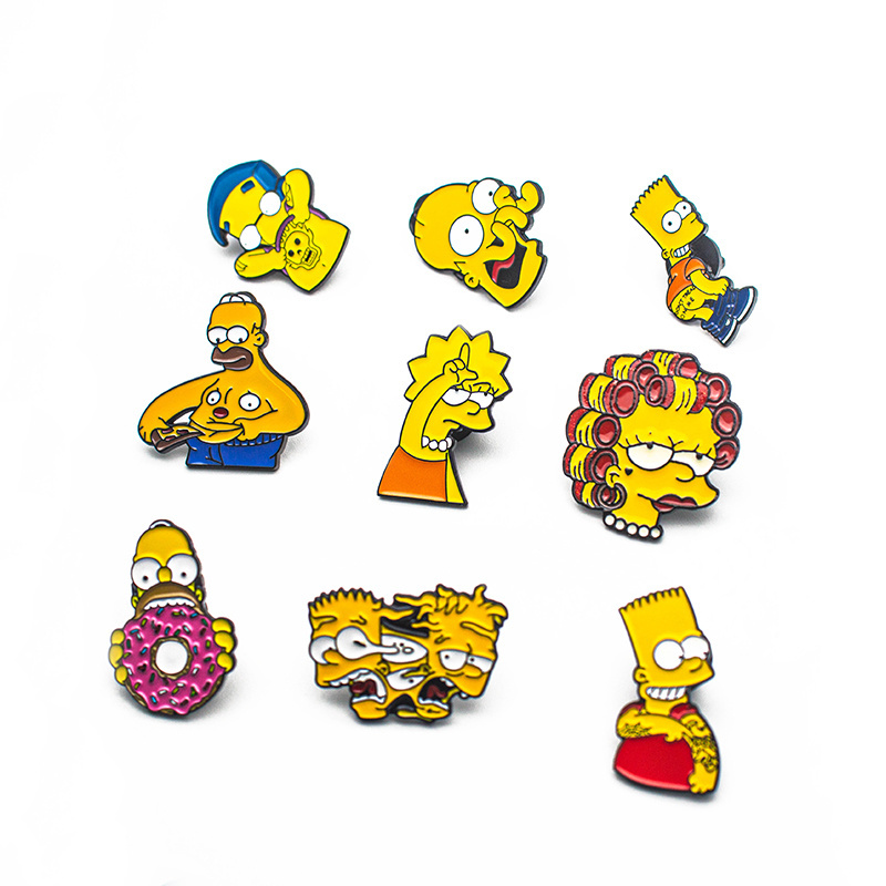 In Stock Cartoon Simpsons Funny Pins Cute Anime Soft Hard Enamel Metal Badges Pins