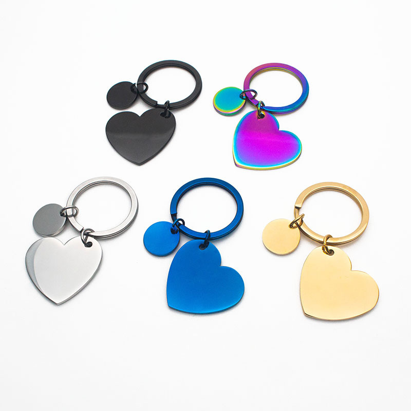 Wholesale Souvenir Custom Made Metal Blank Keychain Print Logo Sublimation Heart Keychain