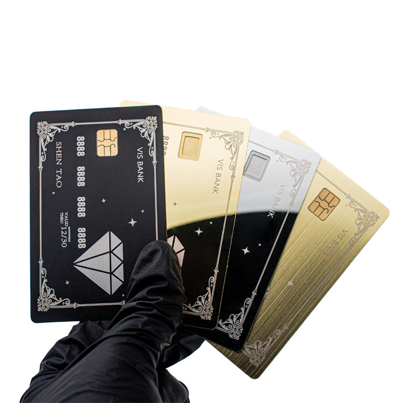 factory price custom brushed stainless steel metal cards app metal smart chip metal bank credit card