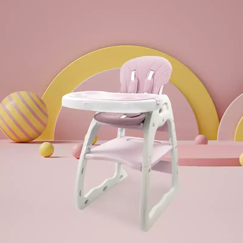 3 in 1 Multi Function Baby Eating Seat High Quality Pink Baby Feeding Dining Chair Adjustable Plastic Folding Baby High Chair