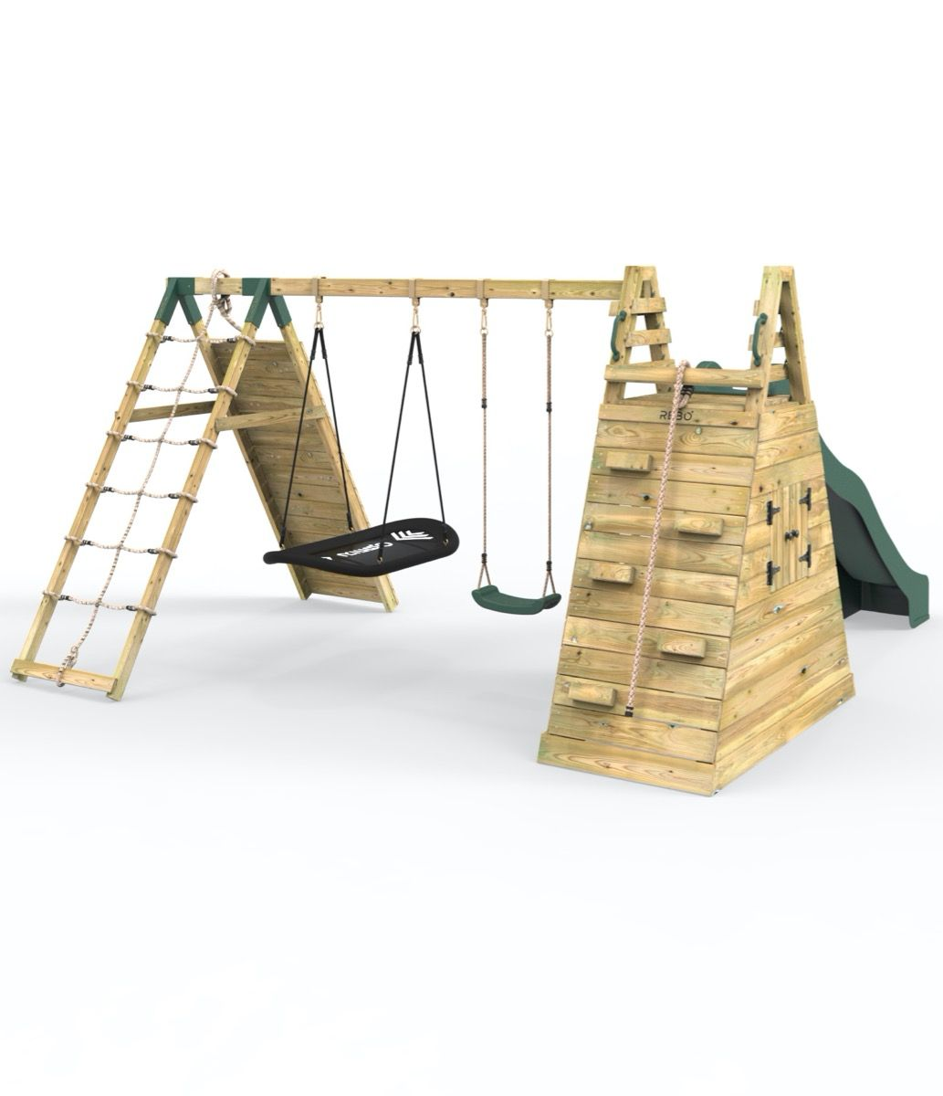 Kids Wood Swing Slide Set For Toddlers Popular Wood Outdoor Playground Equipment For Amusement Park