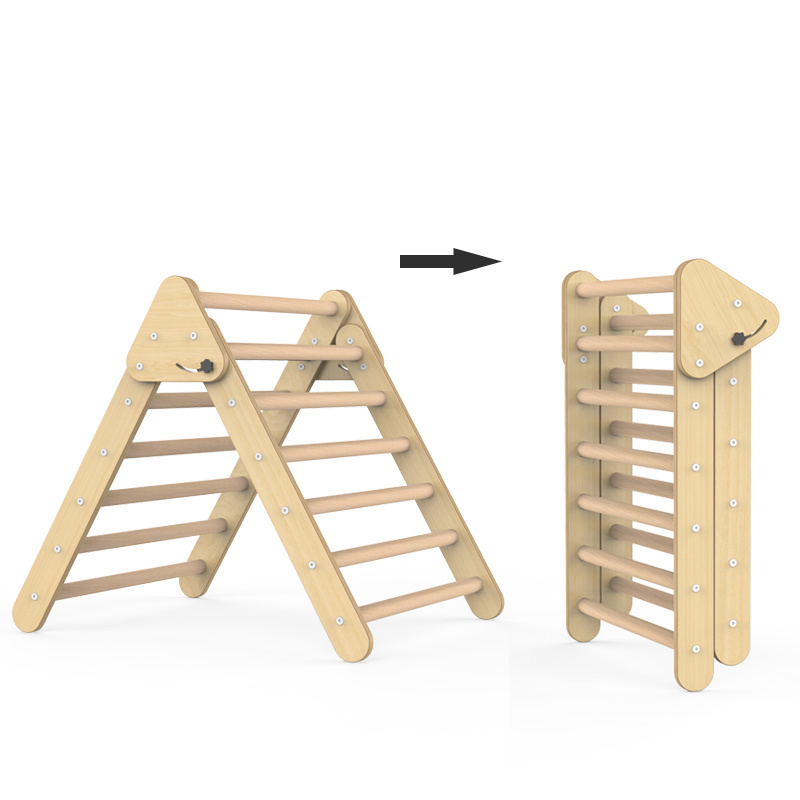 Ladder Toy Climb Game Indoor Climbing Arch and Ramp Frame Foldable Wooden Climbing Triangle For Children Playground