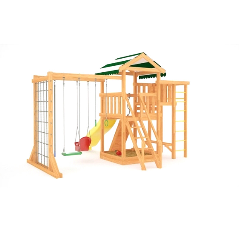 Wooden Cubby House for Kids Wood Playhouse with Rock Climbing Wall and Slide Modern outdoor Playhouse Play House for Kids