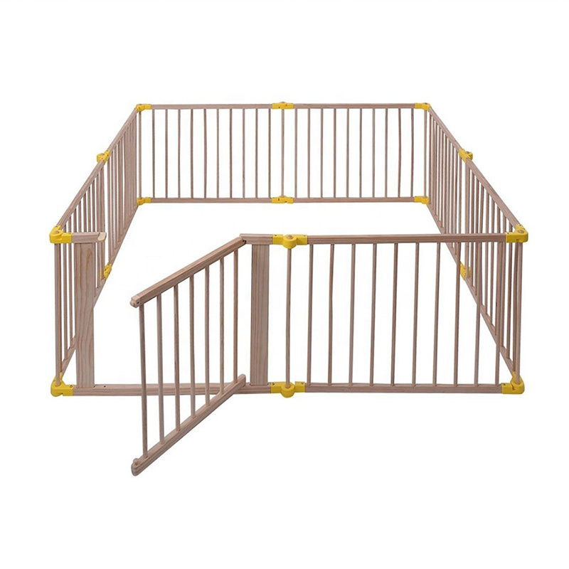 Child Room Divider 8 Sided Baby Children Kid Wooden Playpen fence With Gate