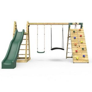 Kids Wood Swing Slide Set For Toddlers Popular Wood Outdoor Playground Equipment For Amusement Park