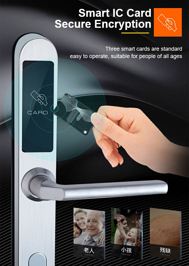 vians IP65 TT lock Control Electronic Card Apartment Outside Sliding Waterproof Security Stainless steel 6590 Mortise Smart Lock