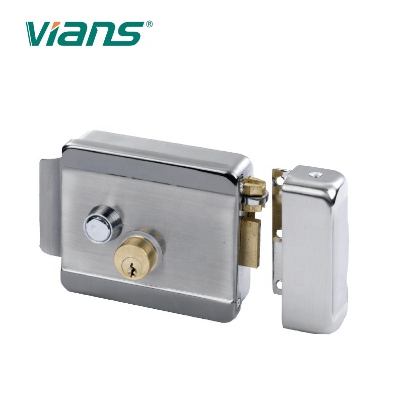 VIANS 12V High Security Electric rim door lock with Keys Inside Outside smart home Double Cylinder rim lock