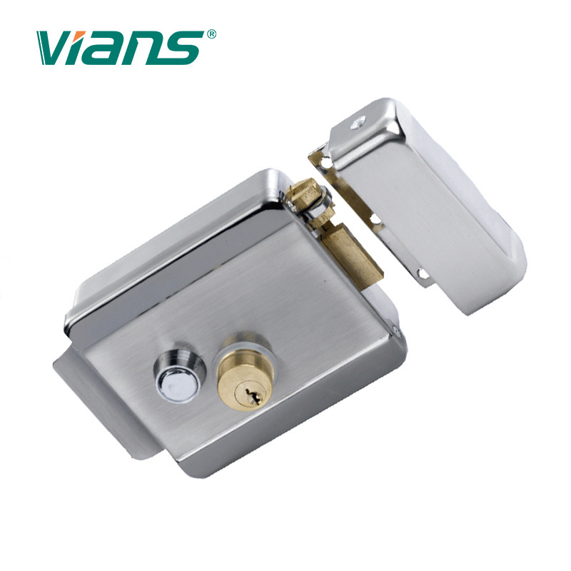 VIANS 12V High Security Electric rim door lock with Keys Inside Outside smart home Double Cylinder rim lock