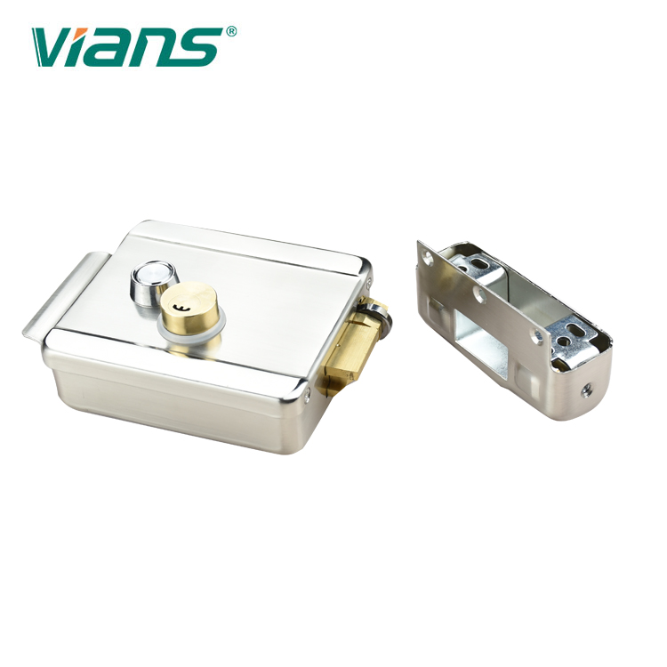 VIANS 12V High Security Electric rim door lock with Keys Inside Outside smart home Double Cylinder rim lock