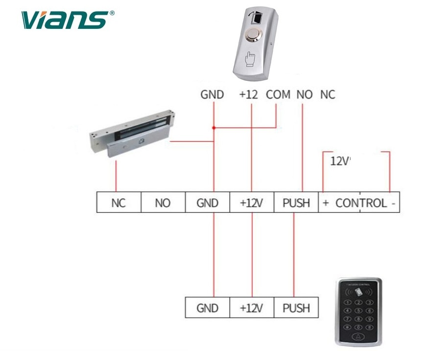 VIANS Mini Zinc Alloy Shell Door lock NO COM Output smart Access Control Switches Push To Exit Button