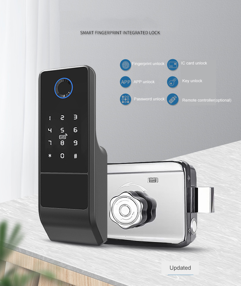 Tuya Smart  TT Lock Waterproof Wifi Smart Card  For Home gate Outdoor Electronic Door Lock Fingerprint Rim Lock