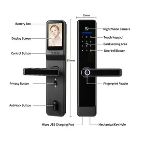 Vians Video Door Lock Face recognition Anti Peeping Tuya Infrared Camera Smart Lock