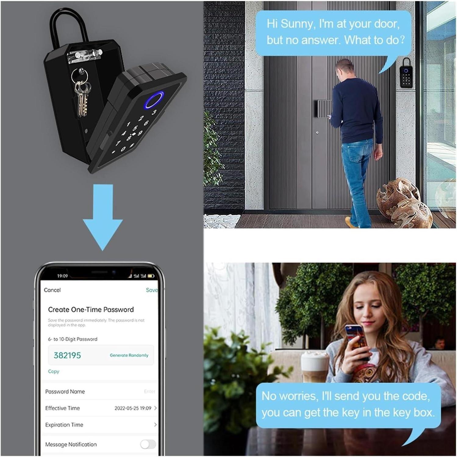 vians Waterproof Removable hook door box wall mounted credit card pocket money hold key storageTUYA TT APP  smart lock box