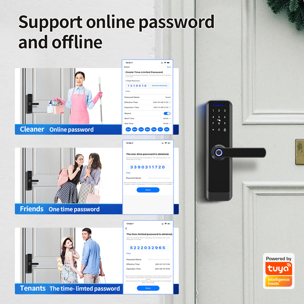 Hot Popular Automatic Smart System Bluetooth Digital Entry Lock Fingerprint Keyless Slim Electronic Smart Tuya Door Lock