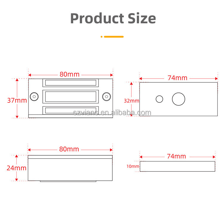 VIANS Small maglock Safe Electric Solenoid Latch Lock Cabinets Lockers Showcases Mini 60kgs Magnetic Lock