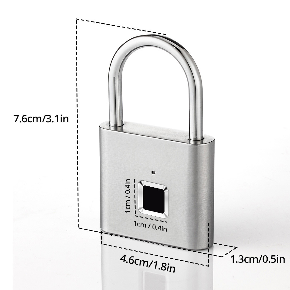 VIANS Waterproof Door Lock Unlock Portable Anti theft Key less USB Charging Fingerprint Lock Smart mini Padlock