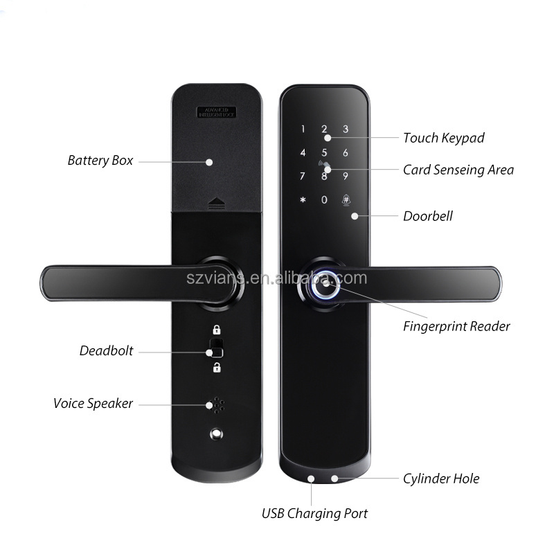 VIANS Remote Control Proximity Card Fingerprint Smart Digital Door Lock