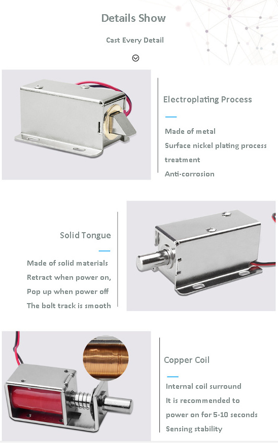 VIANS electric solenoid magnetic lock Micro safe Bolt Lock Door Gate Release Assembly Electric Control MINI desk Cabinet Lock