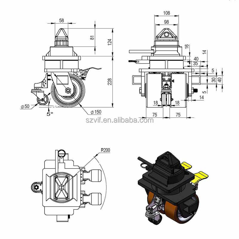 Manufacturer Heavy Duty 3 Inch 4 Inch 5 Inch Pu Pp Tpr Cart Wheel Container Industrial Caster Wheels Trolley Wheels