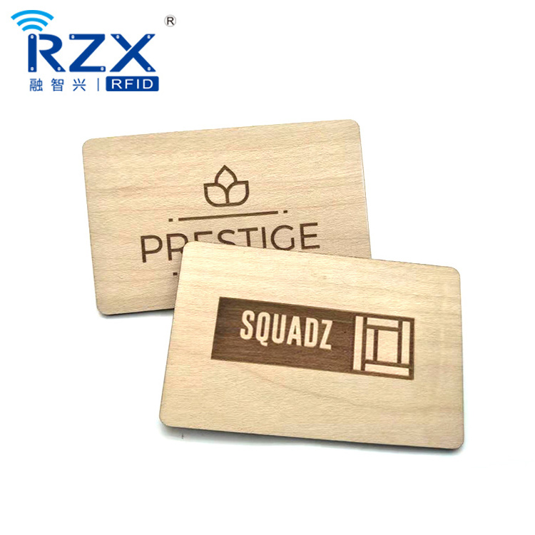 Eco Friendly Laser Engraved RFID NFC Wooden Cards 13.56mhz NTAG 213 Nfc Wood Business Cards