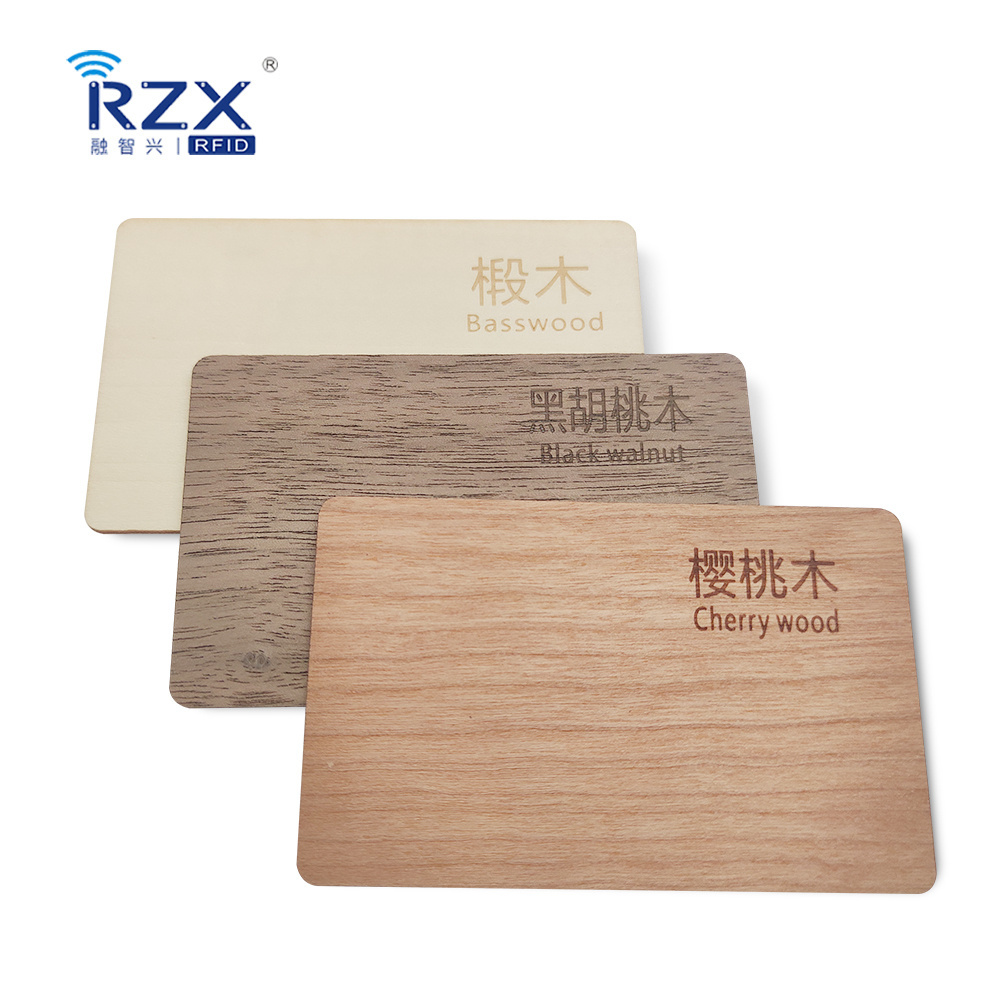 Programmable NFC chip NTAG 213 Wooden Cards RFID Wood Hotel Key Card Bamboo Business Card