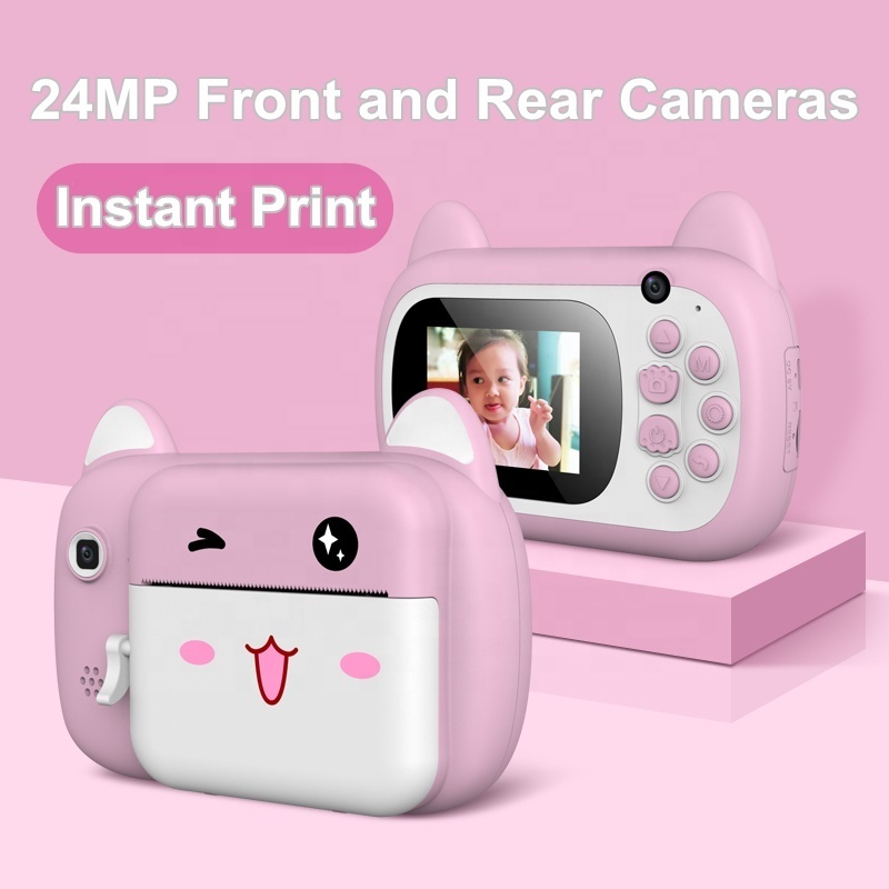 Plastic Mini Touch Screen Animal Children Camera Kids Baby Purse Toy Bubble Instant Print Camera for Kids